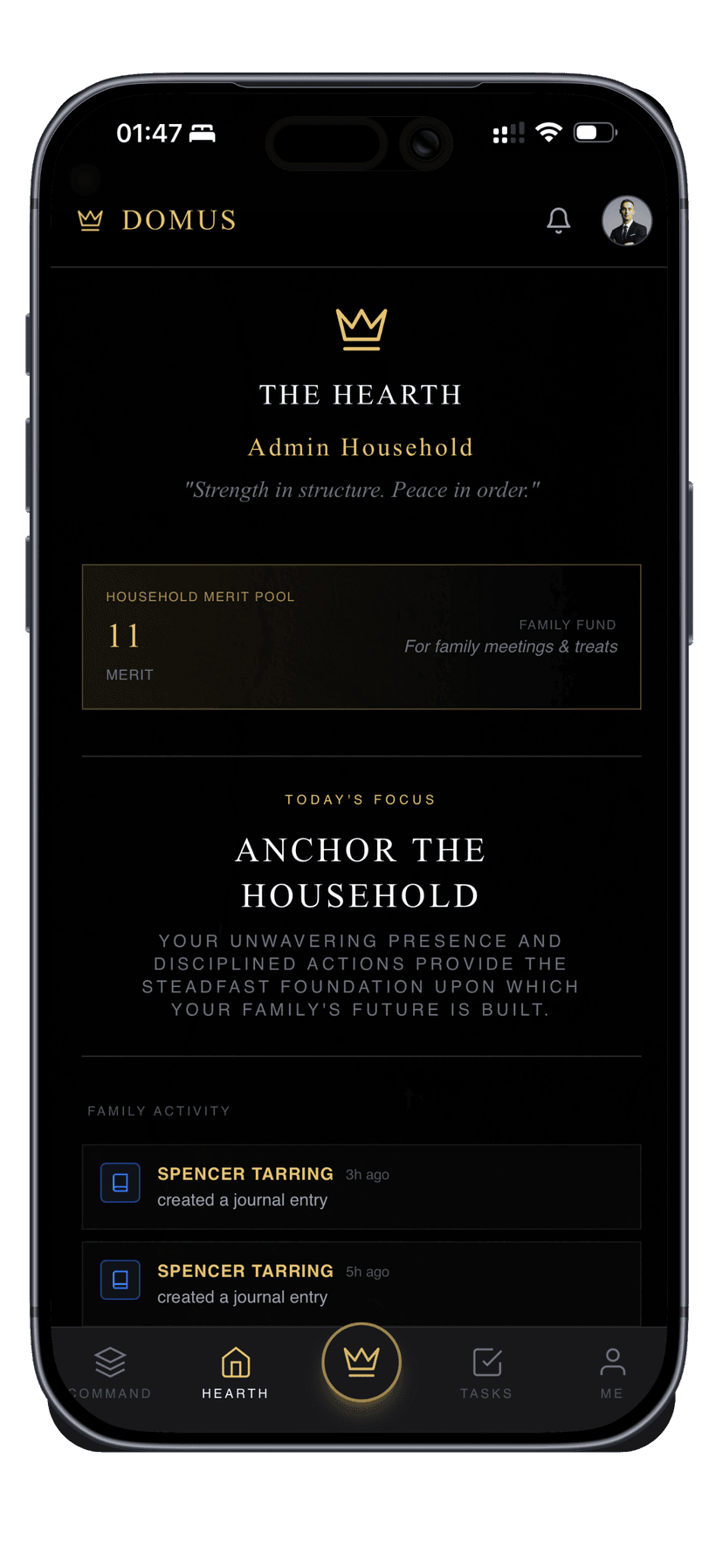 DOMUS Command Dashboard - Family signals and insights